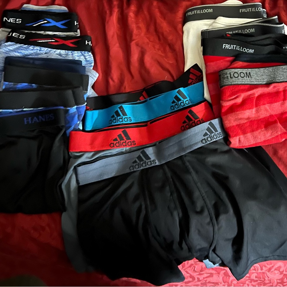 Adidas, Hanes, & Fruit of the Loom Kid’s assorted Boxer Briefs Size L